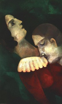 Marc Chagall Painting - Amantes en verde contemporáneo Marc Chagall